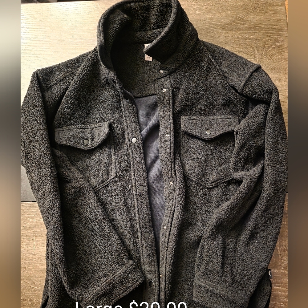 Women's Black Sherpa Snap-Front Jacket
